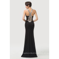 Grace Karin Sleeveless V-Neck Long Black Sequins Stretch Vestidos de noite CL6157